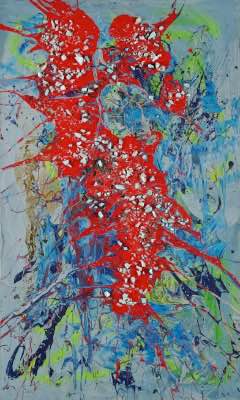 60" x 36" - technique mixte et amazonite sur toile