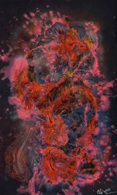 60" x 36" - technique mixte et phosphore sur bois, 2016