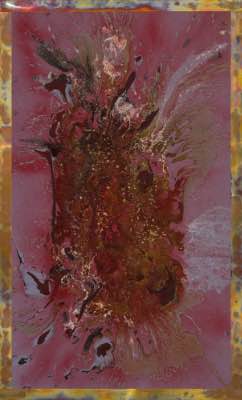 60" x 36" - technique mixte sur toile et cadre en cuivre