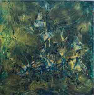 36" x 36" - techniques mixtes, phosphore et graphite sur bois, 2022, $900